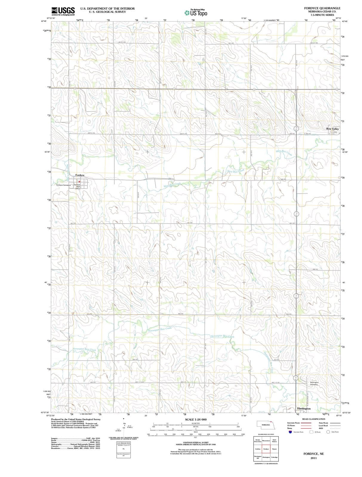 2011 Fordyce, NE - Nebraska - USGS Topographic Map
