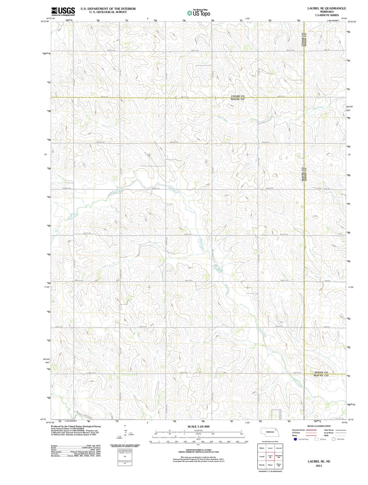 2011 Laurel, NE - Nebraska - USGS Topographic Map v2