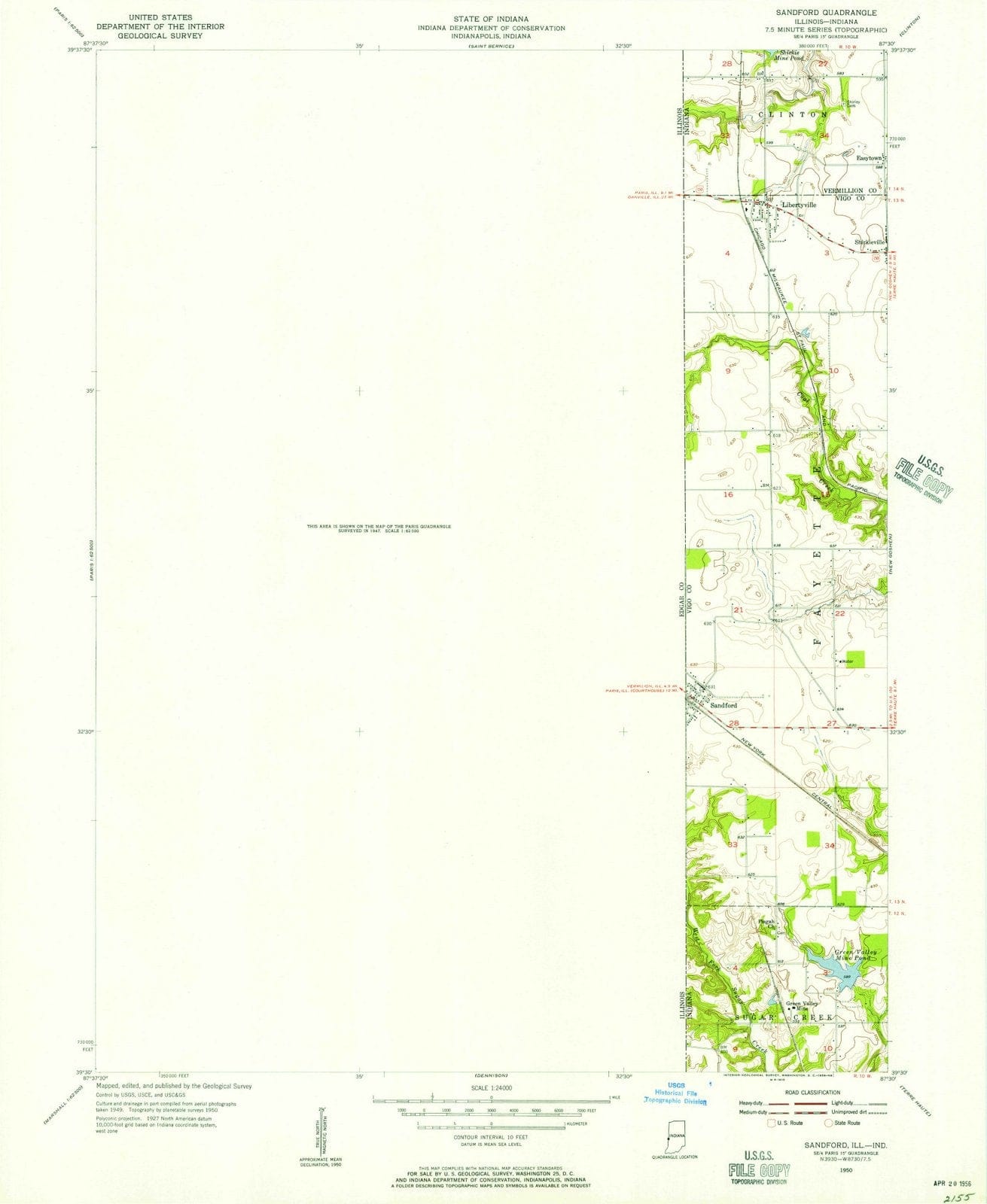 1950 Sandford, in - Indiana - USGS Topographic Map