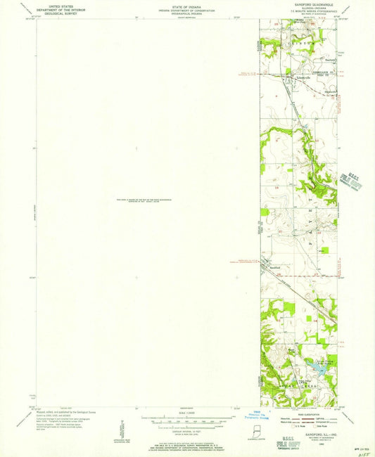 1950 Sandford, in - Indiana - USGS Topographic Map