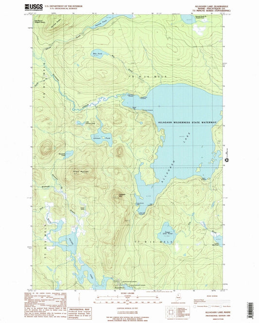 1989 Allagash Lake, ME - Maine - USGS Topographic Map