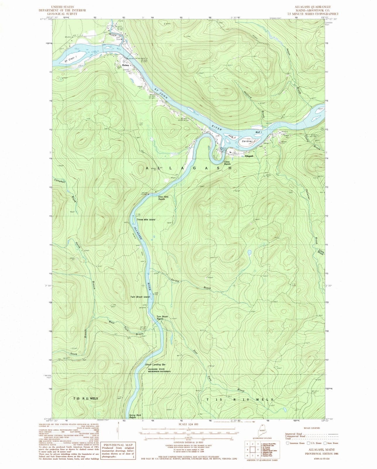 1986 Allagash, ME - Maine - USGS Topographic Map