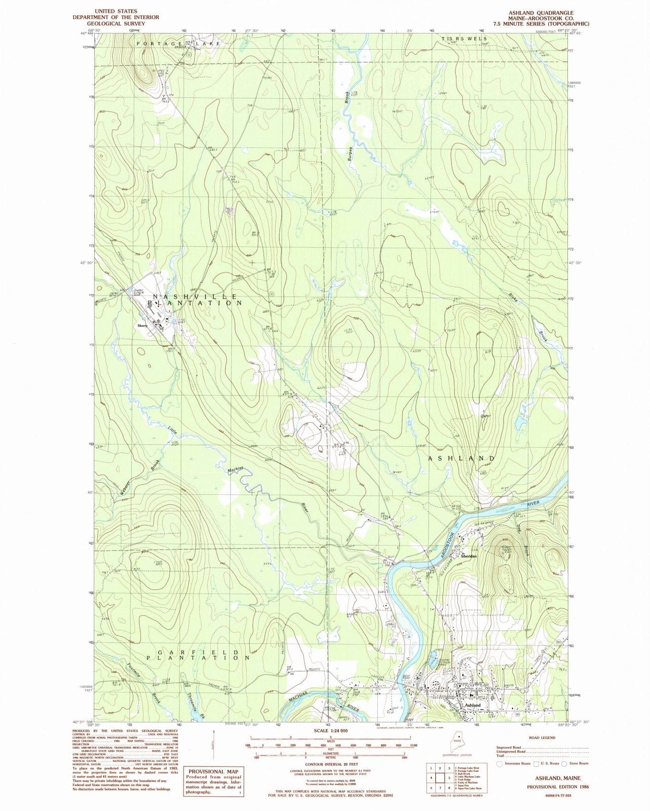 1986 Ashland, ME - Maine - USGS Topographic Map