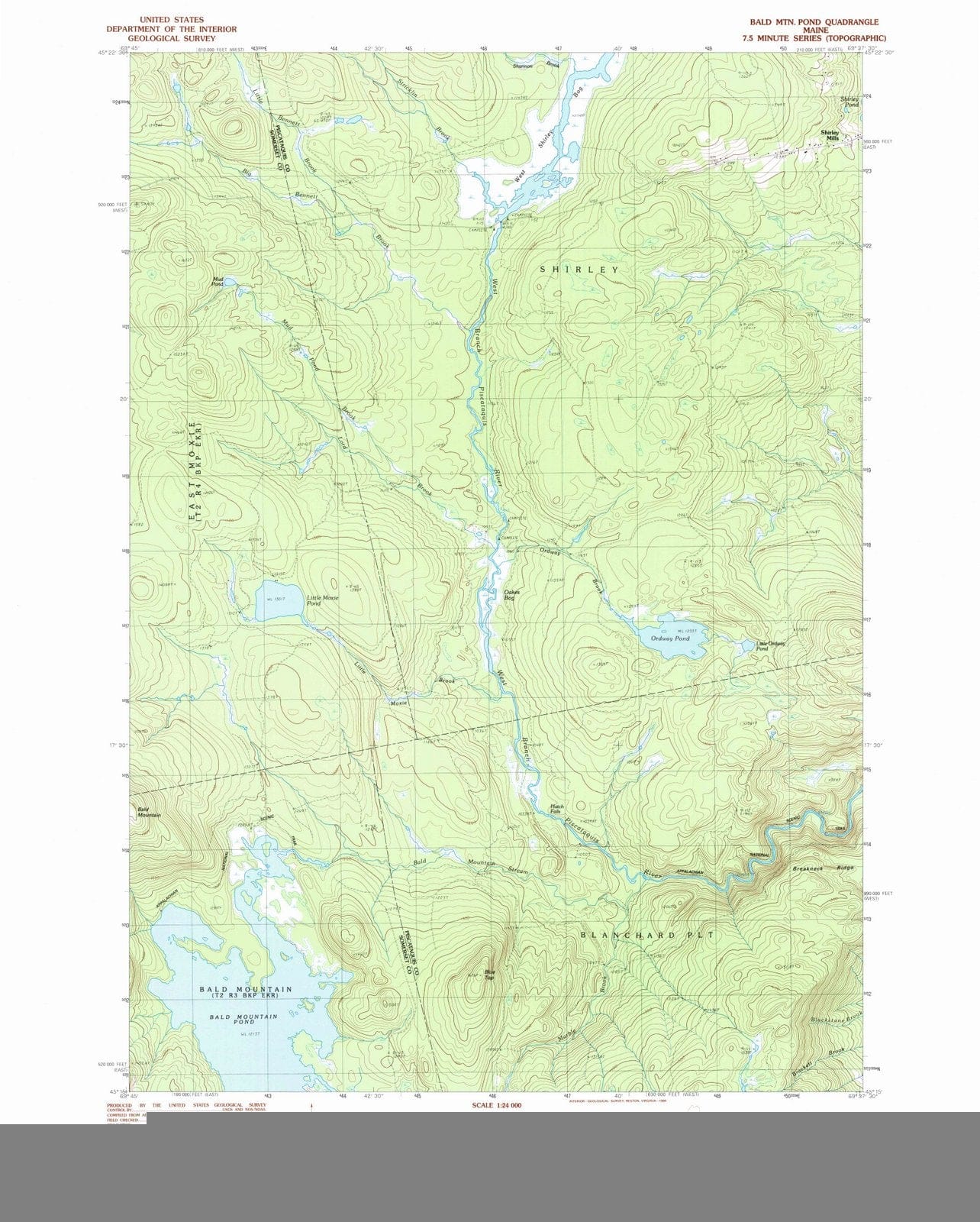 1989 Bald MTN Pond, ME - Maine - USGS Topographic Map