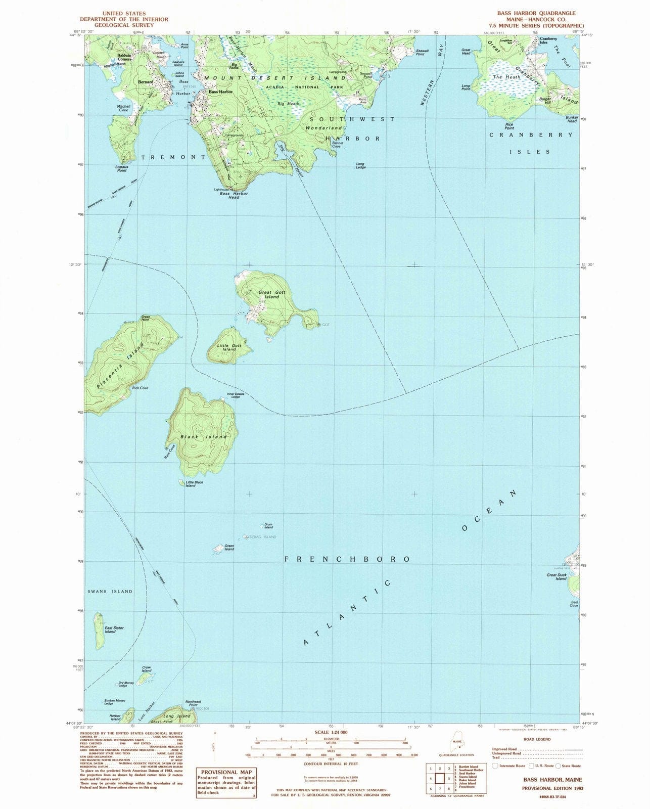 1983 Bass Harbor, ME - Maine - USGS Topographic Map