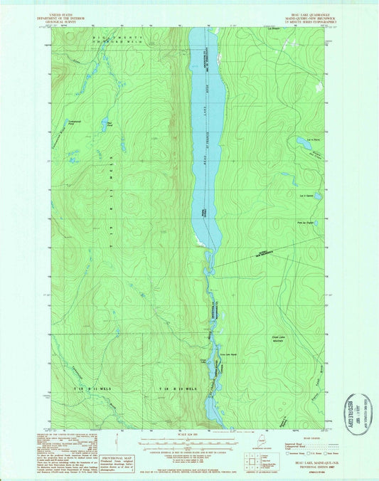1987 Beau Lake, ME - Maine - USGS Topographic Map