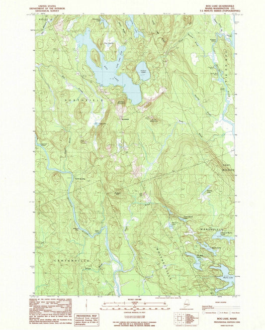 1990 Bog Lake, ME - Maine - USGS Topographic Map