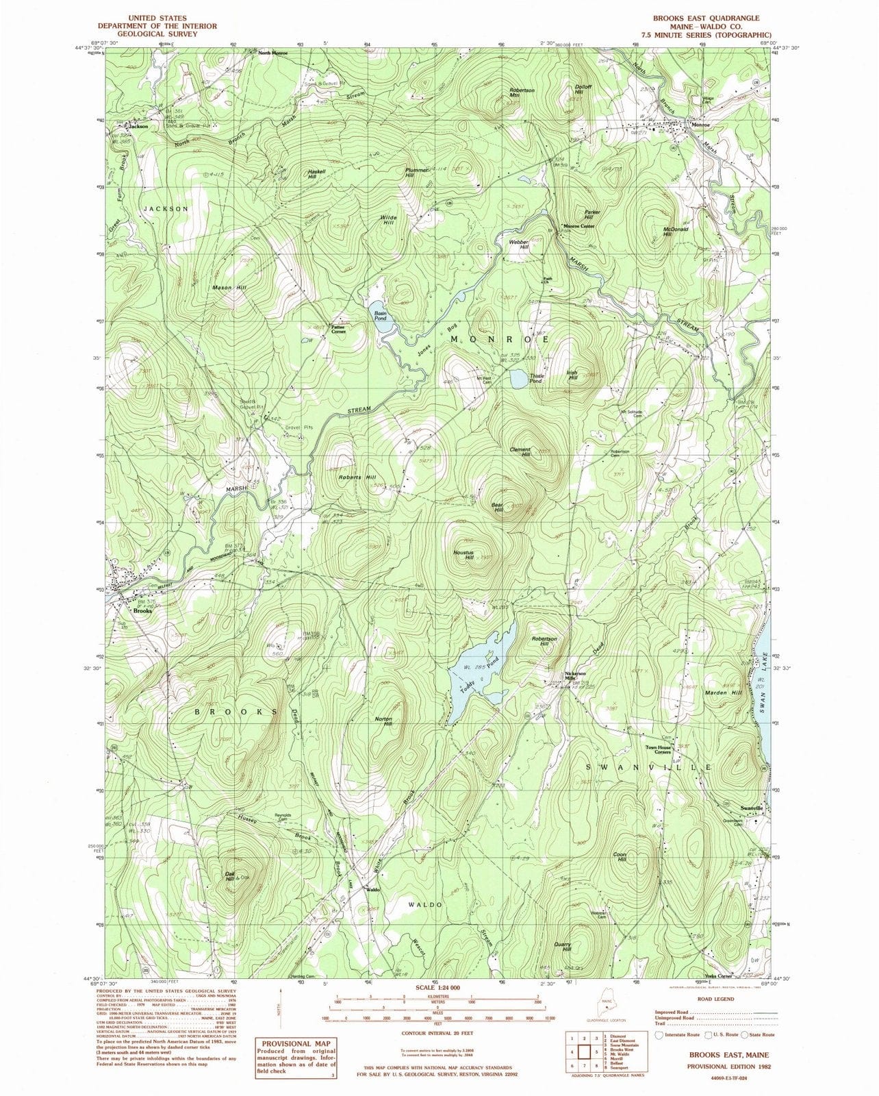 1982 Brooks East, ME - Maine - USGS Topographic Map