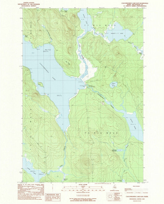 1989 Caucomgomoc Lake East, ME - Maine - USGS Topographic Map