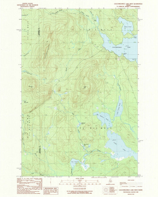 1989 Caucomgomoc Lake West, ME - Maine - USGS Topographic Map