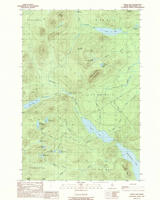 1989 Chase Lake, ME - Maine - USGS Topographic Map