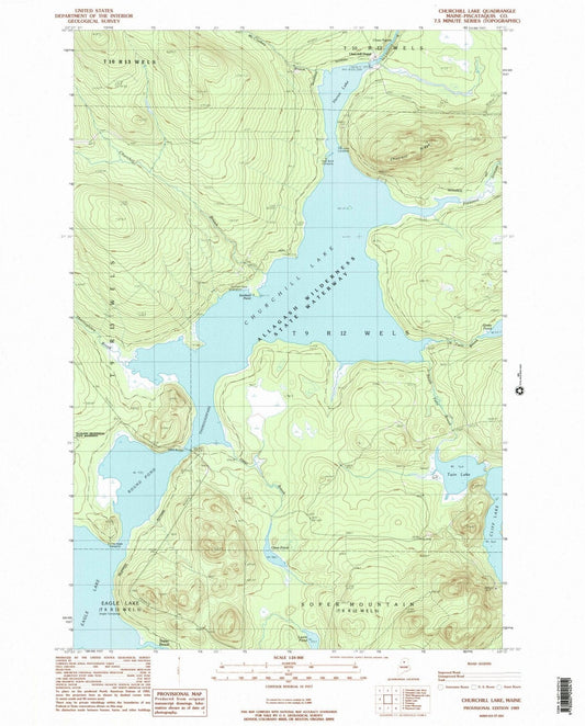 1989 Churchill Lake, ME - Maine - USGS Topographic Map