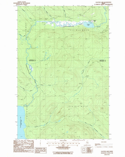 1986 Clayton Lake, ME - Maine - USGS Topographic Map