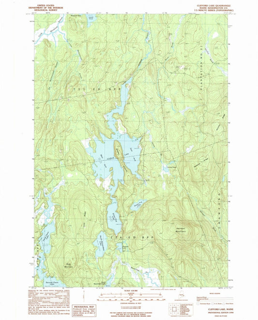 1990 Cliford Lake, ME - Maine - USGS Topographic Map