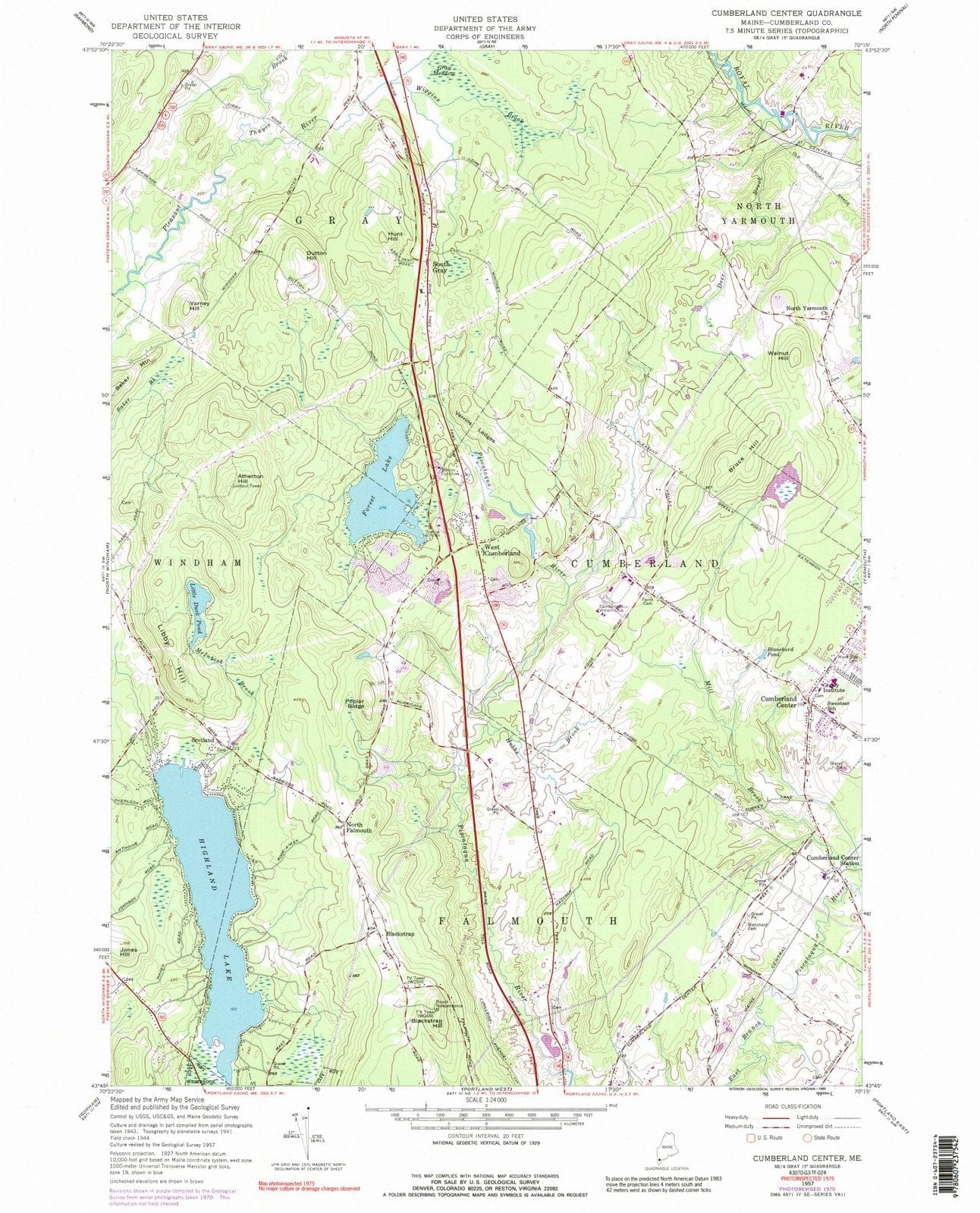 1957 Cumberland Center, ME - Maine - USGS Topographic Map