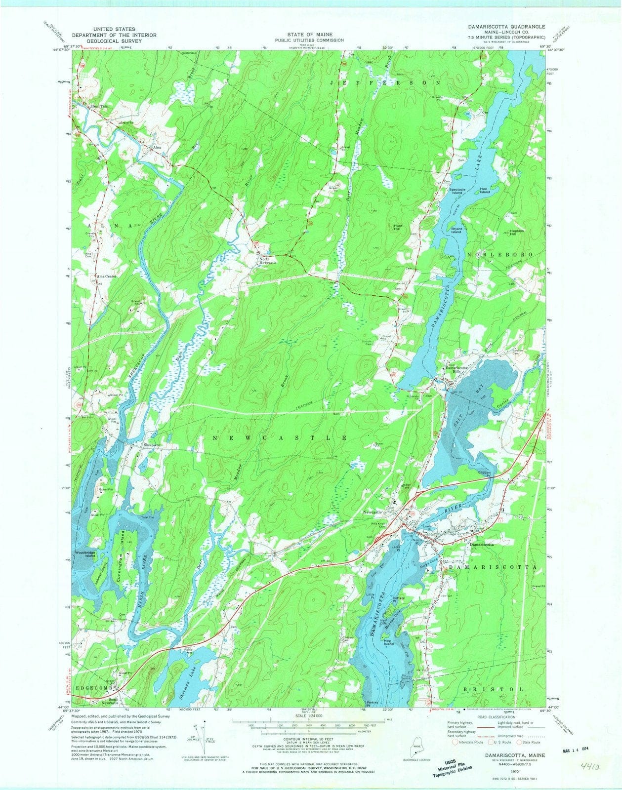1970 Damariscotta, ME - Maine - USGS Topographic Map