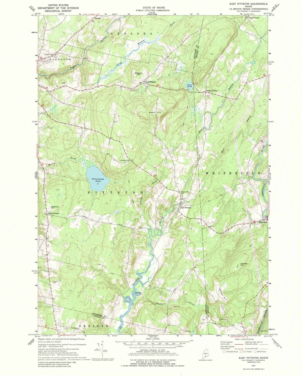 1970 East Pittston, ME - Maine - USGS Topographic Map