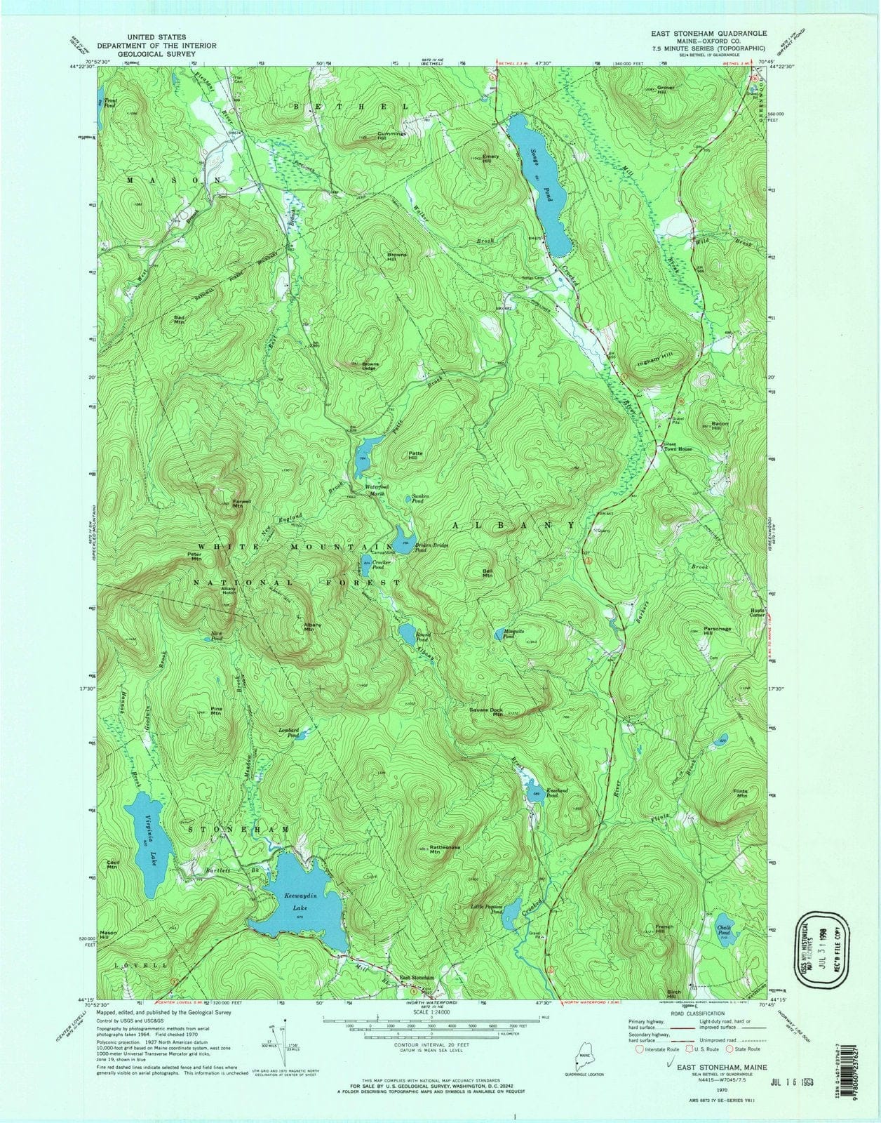 1970 East Stoneham, ME - Maine - USGS Topographic Map