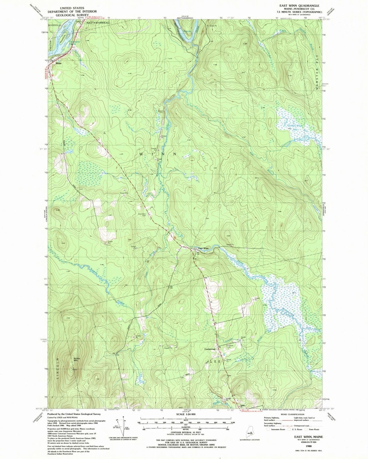 1988 East Winn, ME - Maine - USGS Topographic Map
