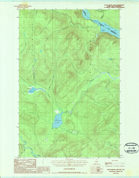 1987 Falls Brook Lake, ME - Maine - USGS Topographic Map