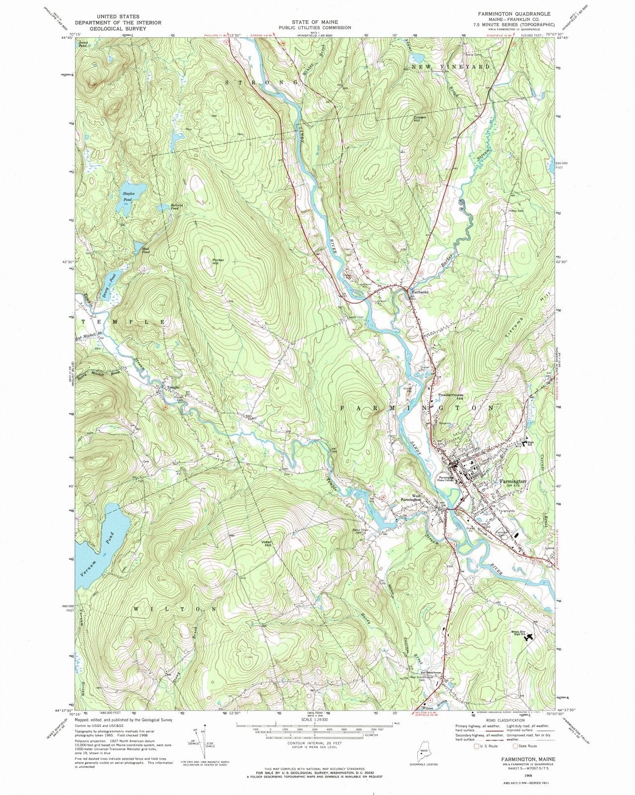 1968 Farmington, ME - Maine - USGS Topographic Map