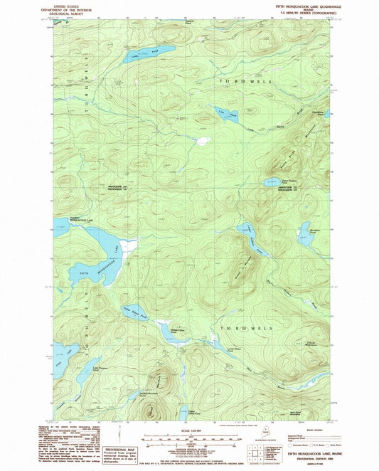 1986 Fifth Musquacook Lake, ME - Maine - USGS Topographic Map