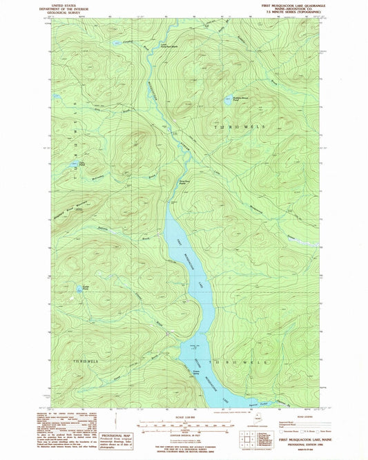 1986 First Musquacook Lake, ME - Maine - USGS Topographic Map