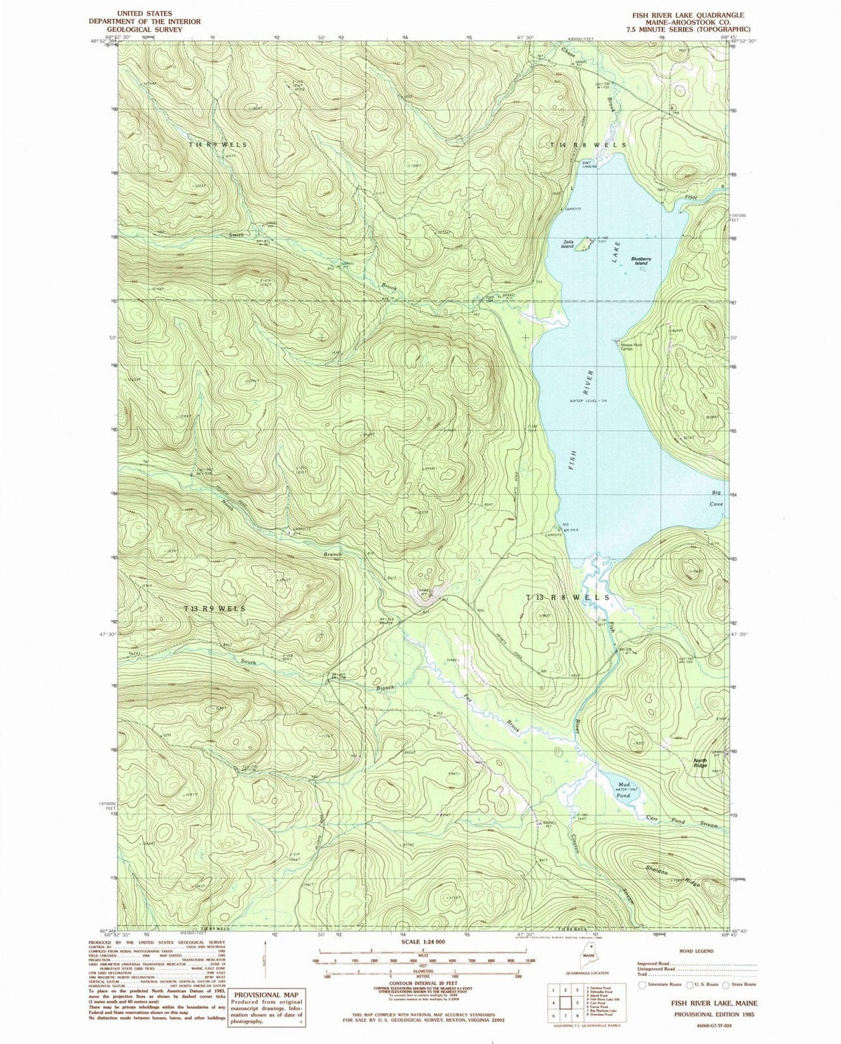 1985 Fish River Lake, ME - Maine - USGS Topographic Map