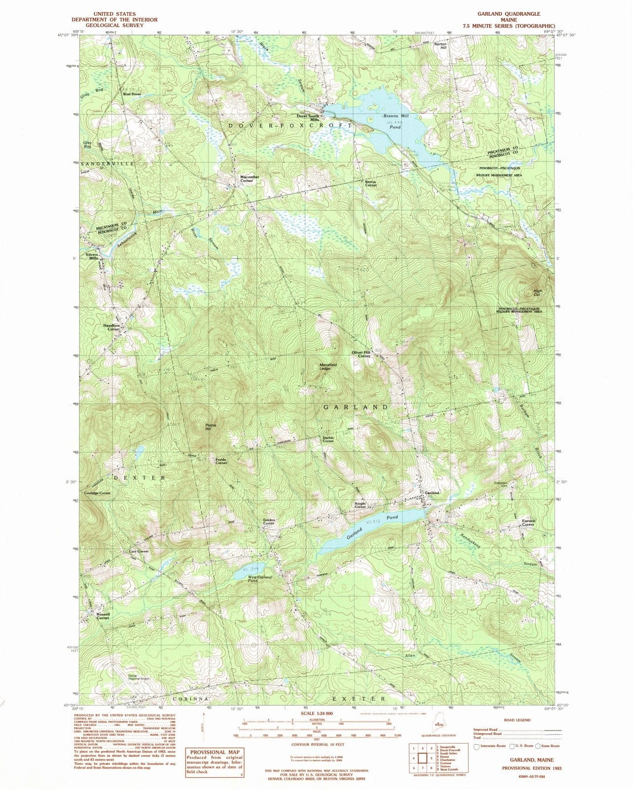 1983 Garland, ME - Maine - USGS Topographic Map