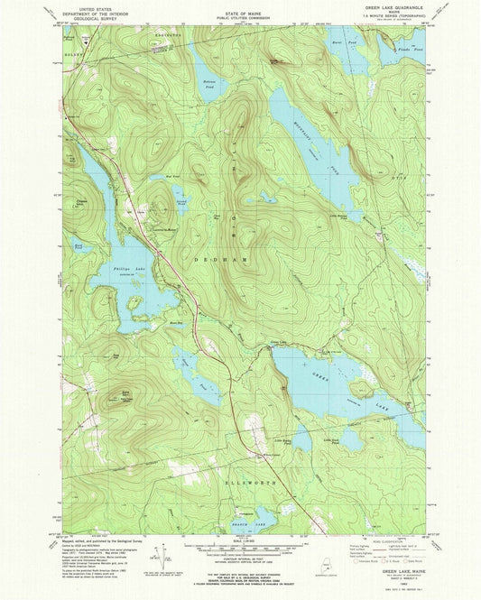 1982 Green Lake, ME - Maine - USGS Topographic Map