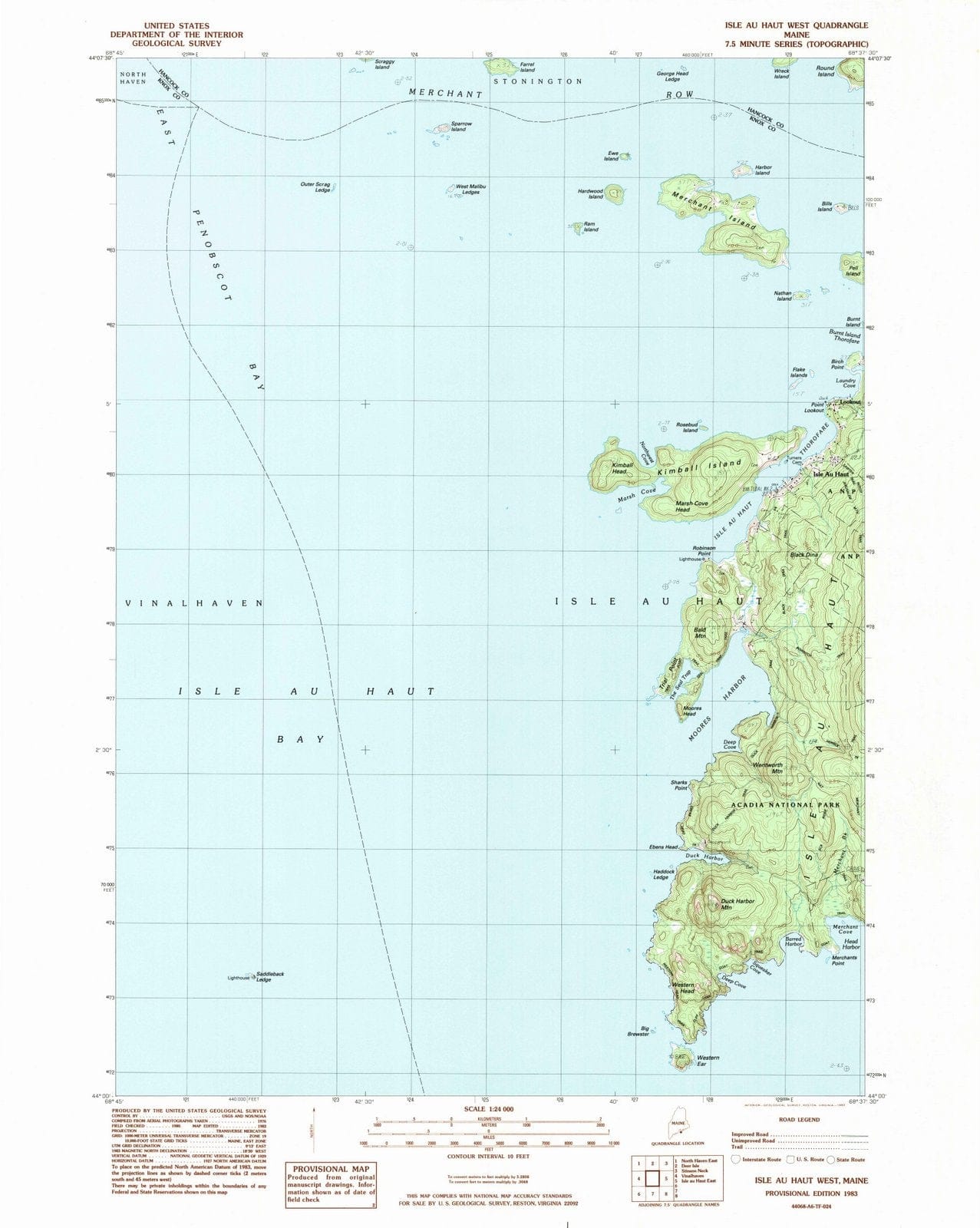 1983 Isle Au Haut West, ME - Maine - USGS Topographic Map