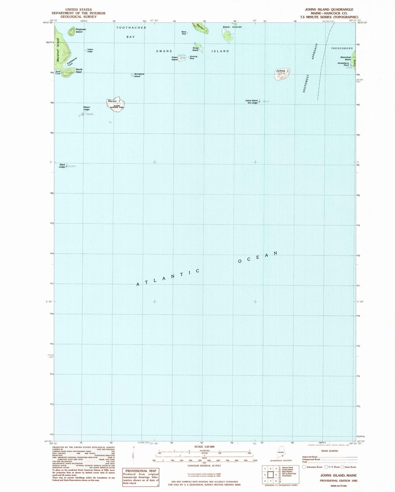 1983 Johns Island, ME - Maine - USGS Topographic Map