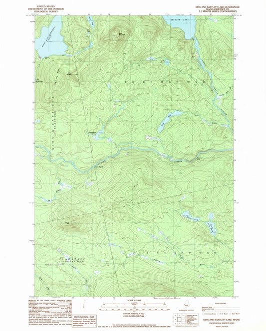 1989 Kind and Bartlett Lake, ME - Maine - USGS Topographic Map