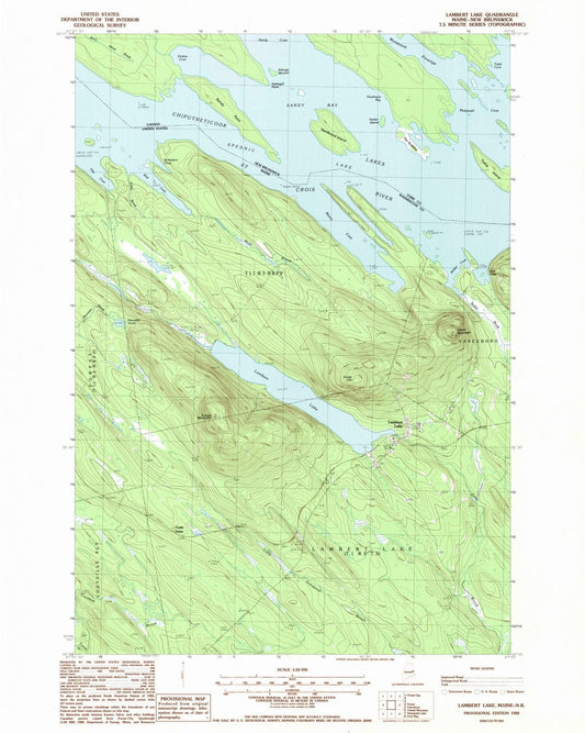 1988 Lambert Lake, ME - Maine - USGS Topographic Map