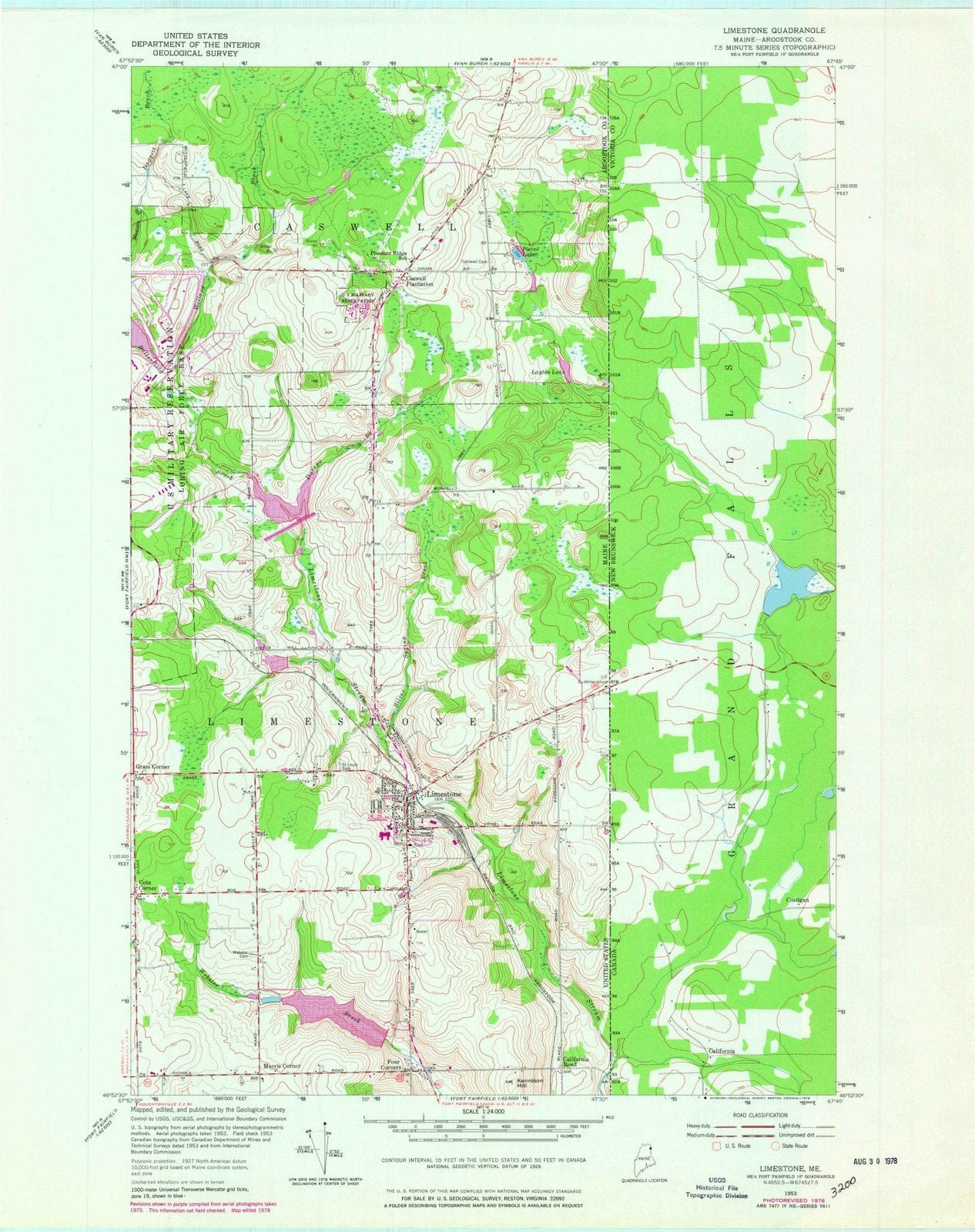 1953 Limestone, ME - Maine - USGS Topographic Map