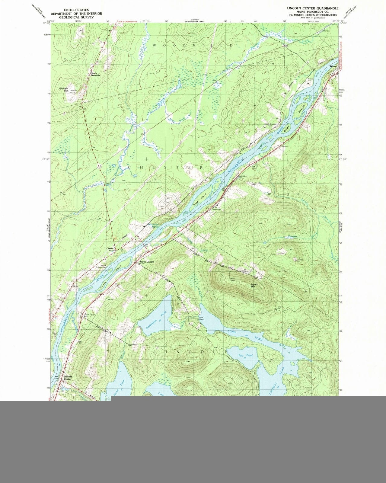 1988 Lincoln Center, ME - Maine - USGS Topographic Map