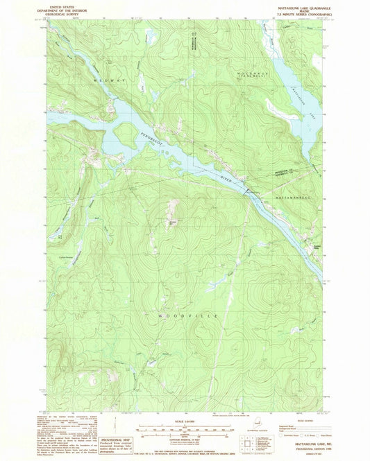 1988 Mattaseunk Lake, ME - Maine - USGS Topographic Map