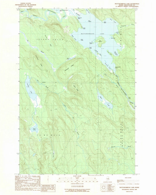 1989 Mattawamkeag Lake, ME - Maine - USGS Topographic Map