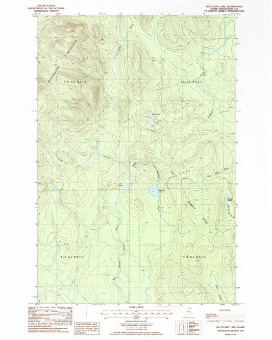 1986 Mc Clusky Lake, ME - Maine - USGS Topographic Map