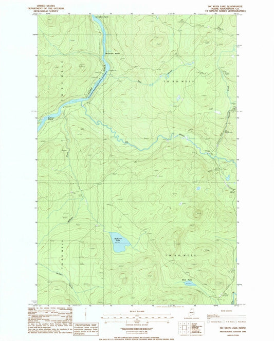 1986 Mc Keen Lake, ME - Maine - USGS Topographic Map