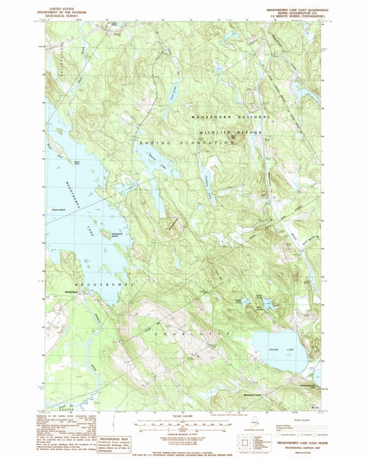 1987 Meddybemps Lake East, ME - Maine - USGS Topographic Map