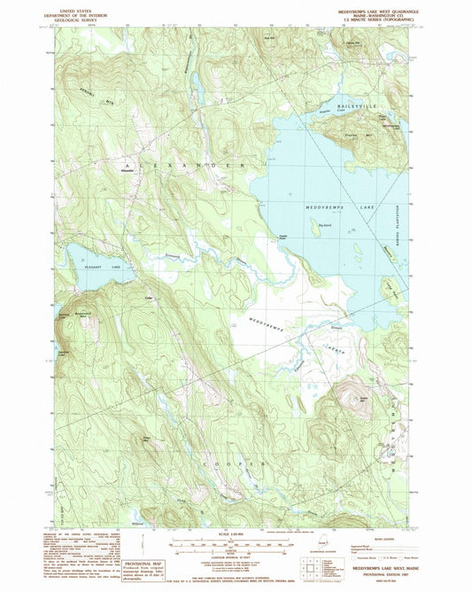 1987 Meddybemps Lake West, ME - Maine - USGS Topographic Map