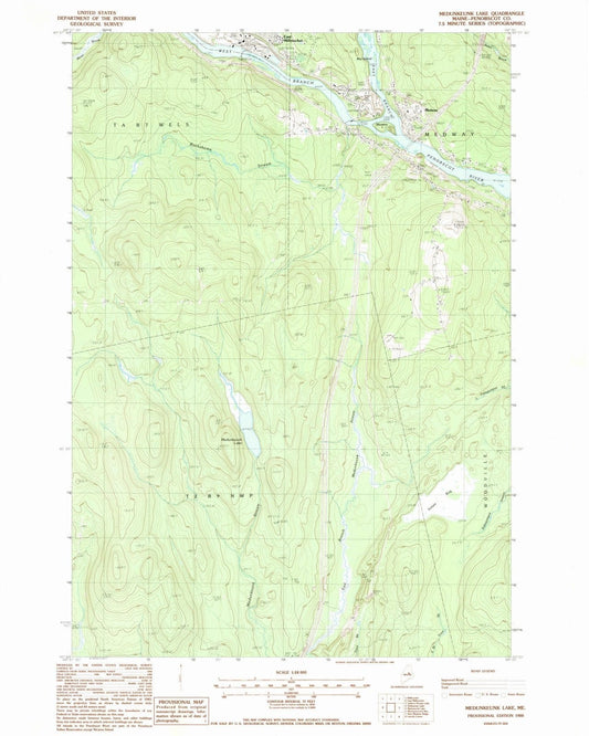 1988 Medunkeunk Lake, ME - Maine - USGS Topographic Map