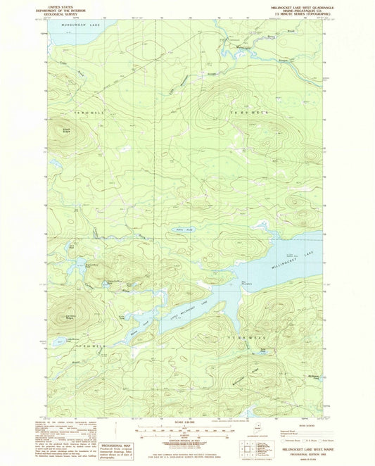 1985 Millinocket Lake West, ME - Maine - USGS Topographic Map