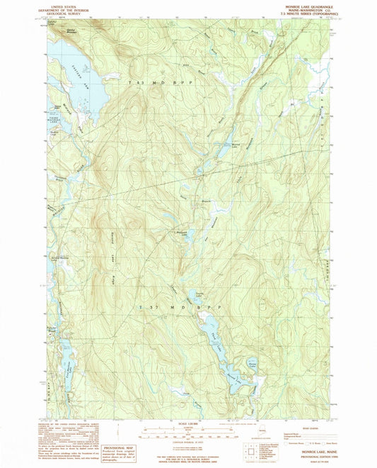 1990 Monroe Lake, ME - Maine - USGS Topographic Map