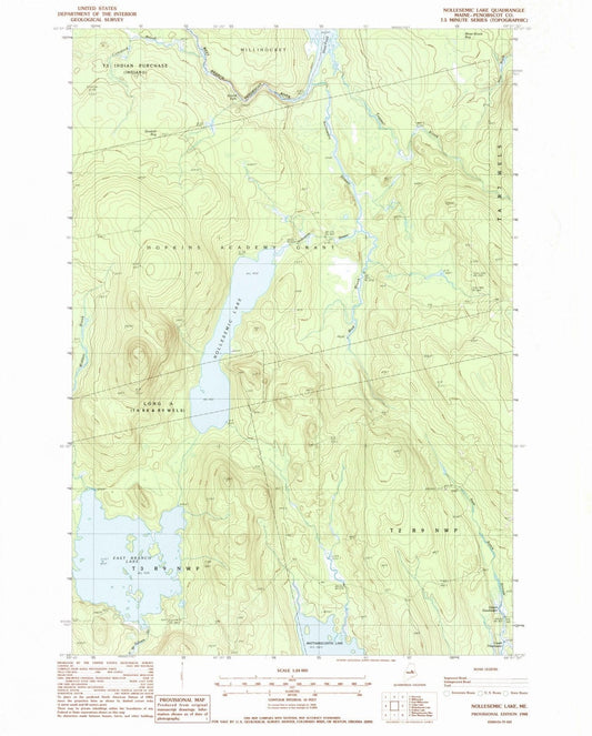 1988 Nollesemic Lake, ME - Maine - USGS Topographic Map