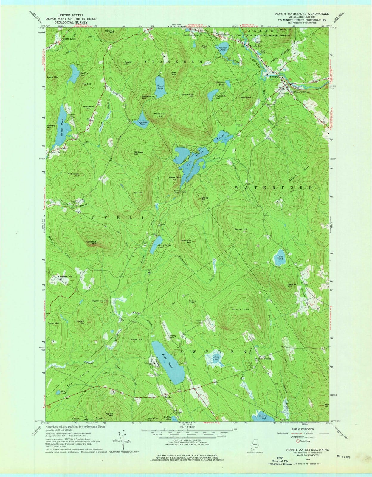 1963 North Waterford, ME - Maine - USGS Topographic Map