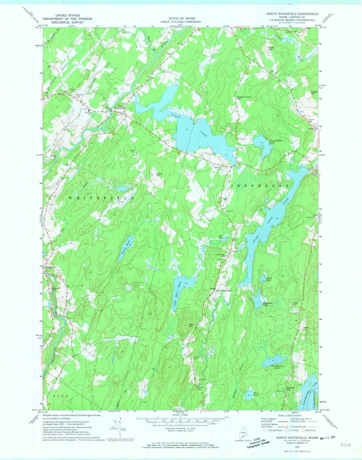 1970 North Whitefield, ME - Maine - USGS Topographic Map