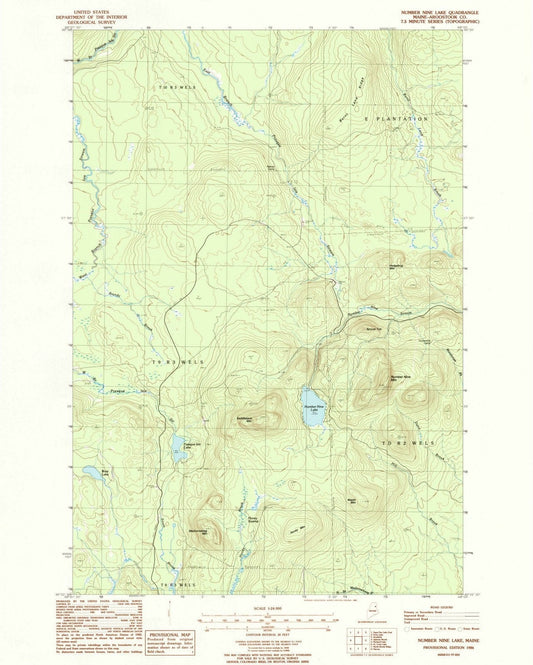 1986 Number Nine Lake, ME - Maine - USGS Topographic Map