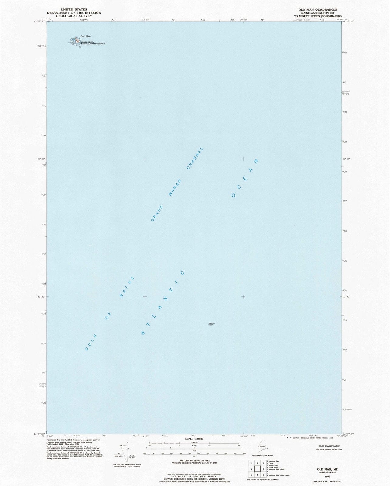 1993 Old Man, ME - Maine - USGS Topographic Map